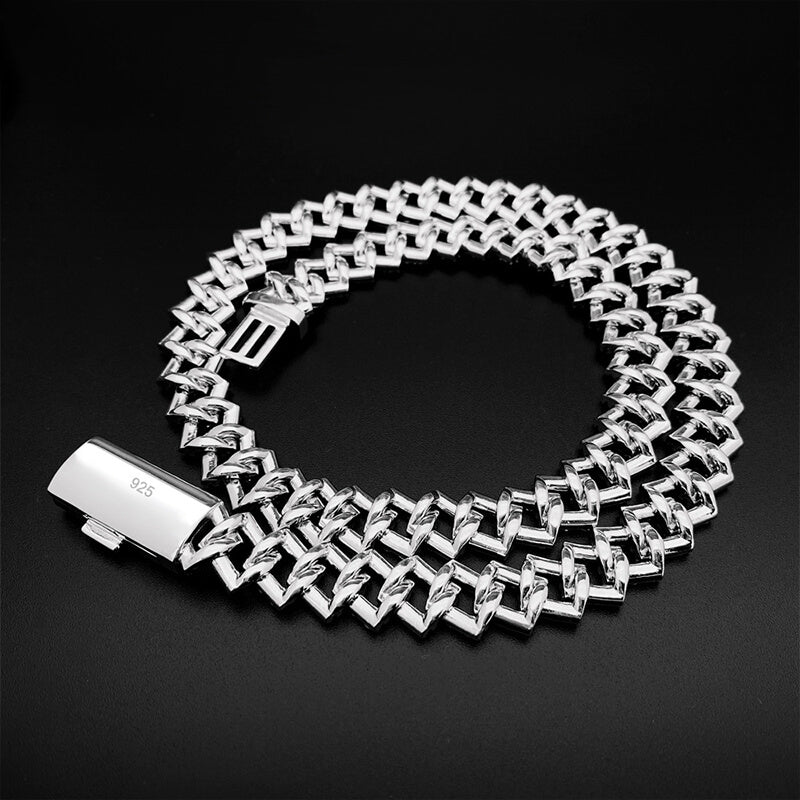 13mm 925 Silver Moissanite Iced Out 925 Silver Cuban Necklace