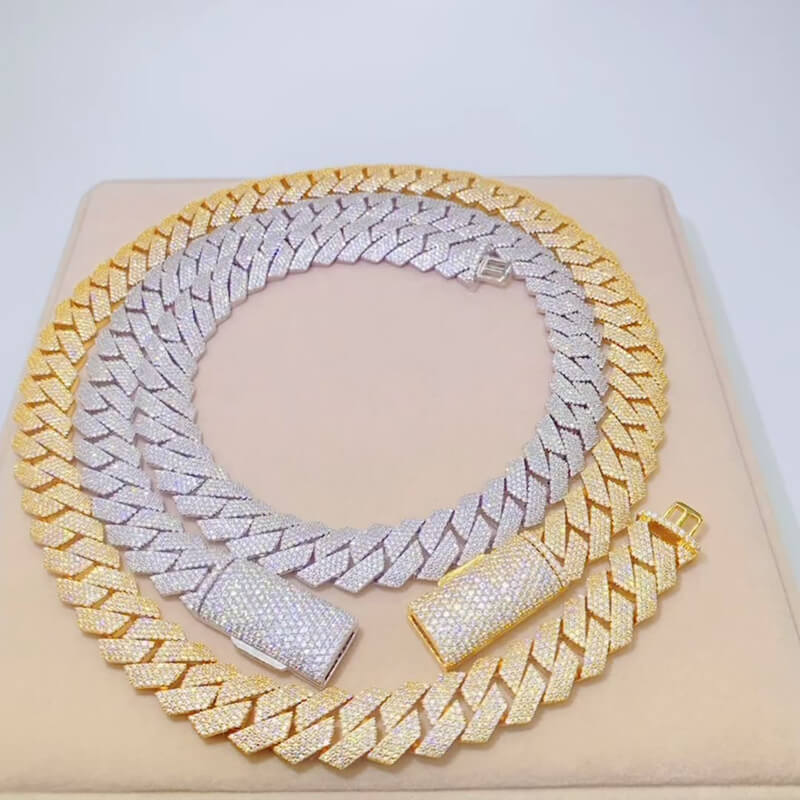 15mm 4rows trapezoid-shaped full moissanite diamond cuban necklace