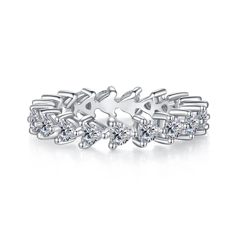 2.0ct Heart Cut Full Eternity Ring 925 Silver Moissanite Ring