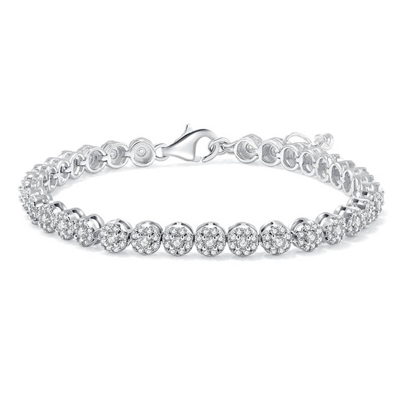 2mm moissanite Tennis Bracelet round shape with tiny diamond around