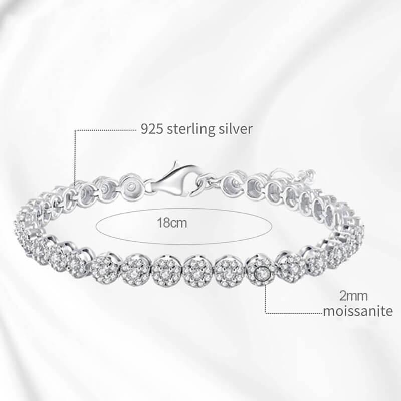2mm moissanite Tennis Bracelet round shape with tiny diamond around