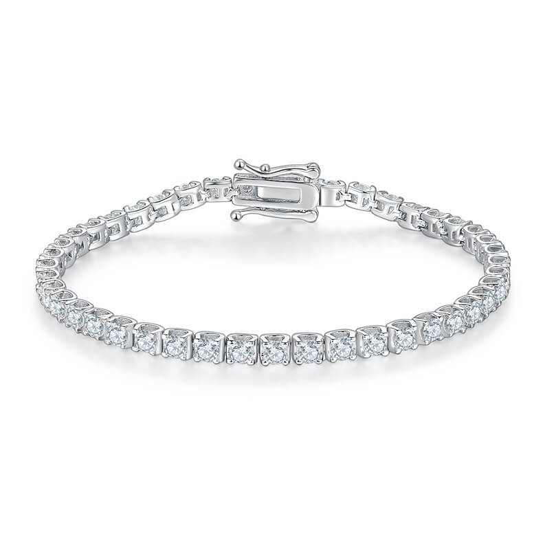 3mm 4mm 5mm round cut bull head moissanite tennis bracelet