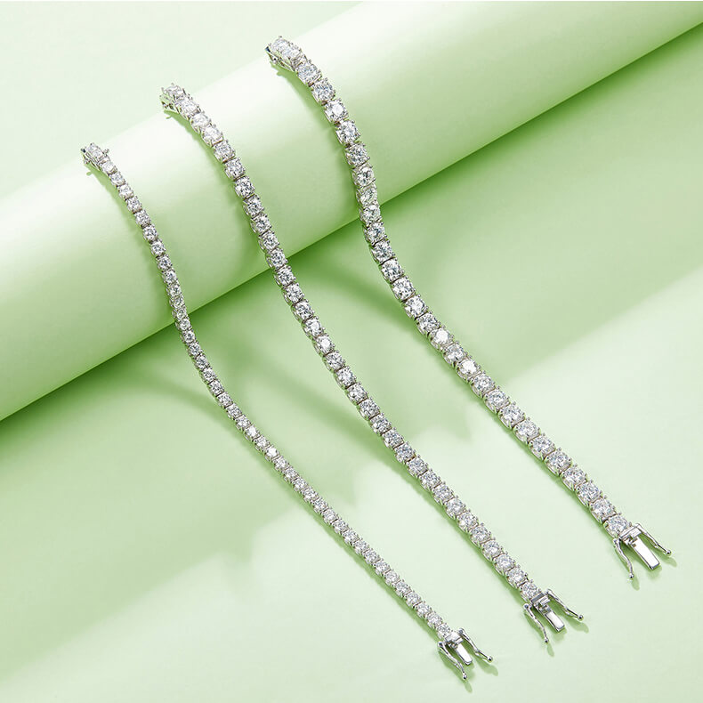 3mm 4mm 5mm round cut bull head moissanite tennis bracelet