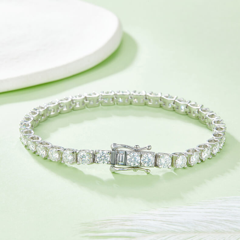 3mm 4mm 5mm round cut bull head moissanite tennis bracelet