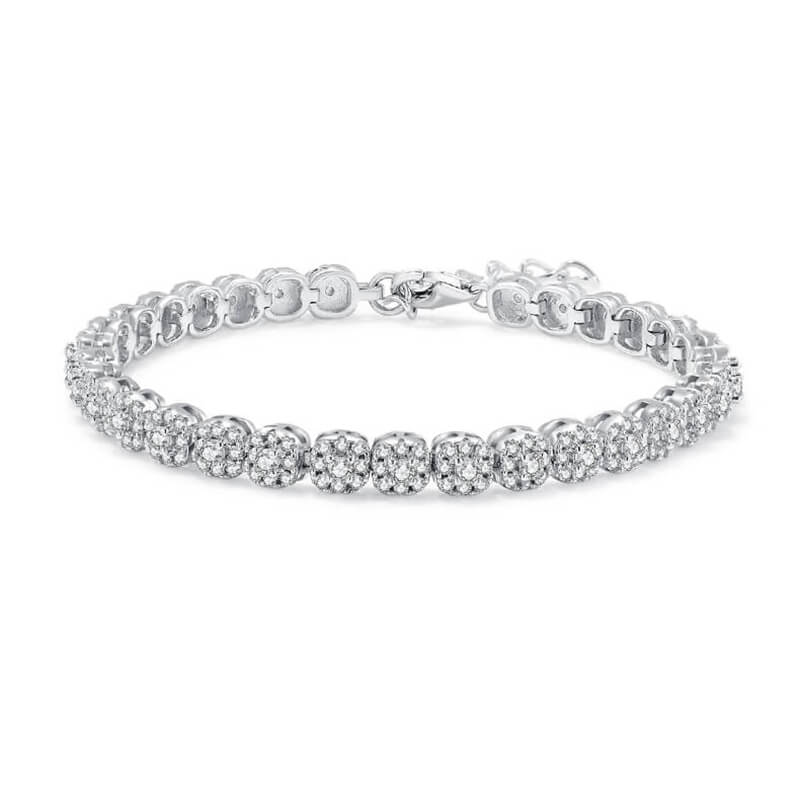 2mm Moissanite Tennis Chain square shape with tiny diamonds around