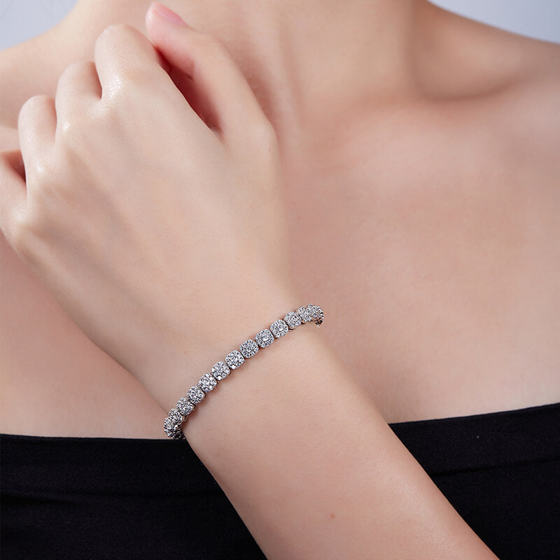 2mm Moissanite Tennis Chain square shape with tiny diamonds around