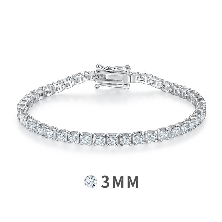 3mm 4mm 5mm round cut bull head moissanite tennis bracelet