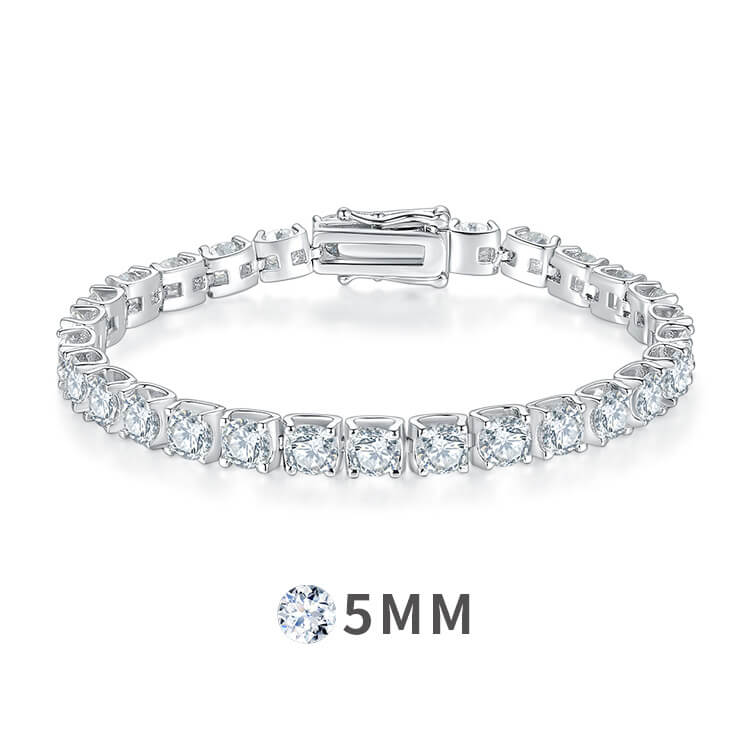 3mm 4mm 5mm round cut bull head moissanite tennis bracelet