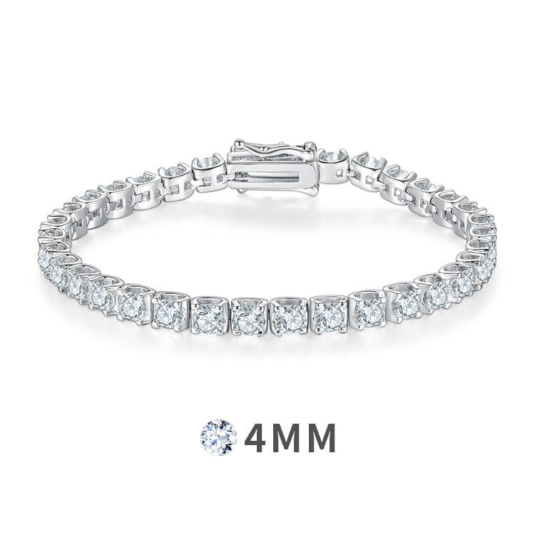3mm 4mm 5mm round cut bull head moissanite tennis bracelet