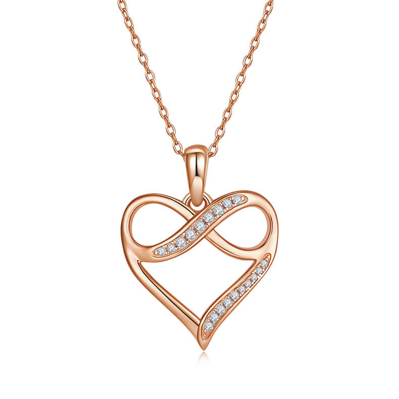 45cm 925 Silver Chain PaVe Setting 0.1CT Tiny Moissanite Pendant Heart Shape Necklace