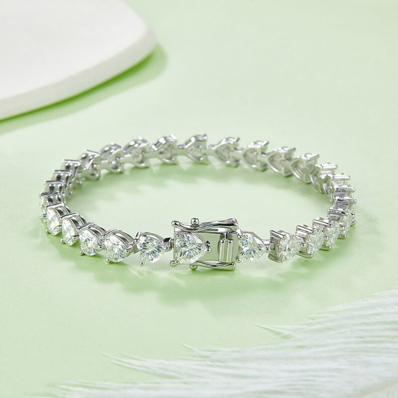 5mm 0.5ct heart cut moissanite tennis bracelet