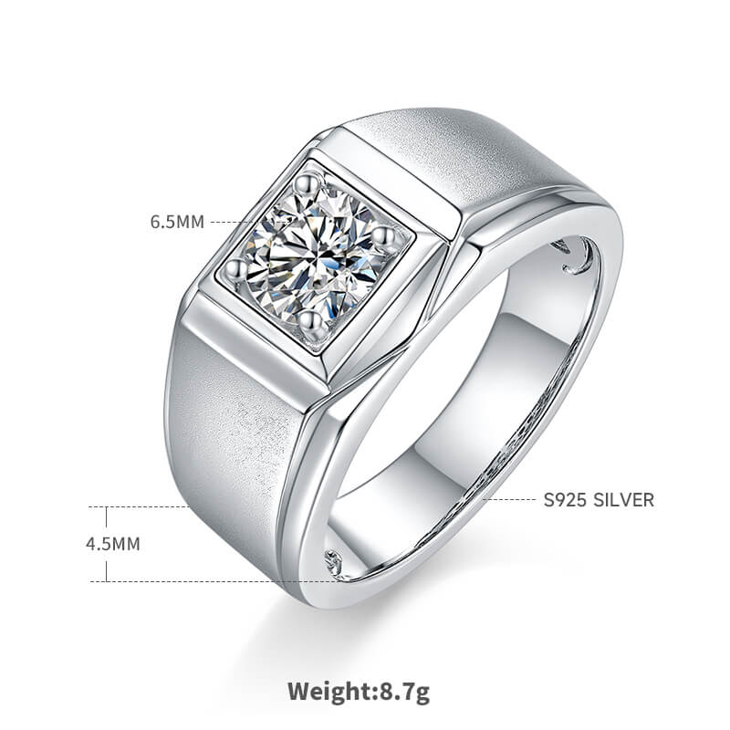 925 Silver D color vvs Moissanite Engagement Rings for men -JM0015