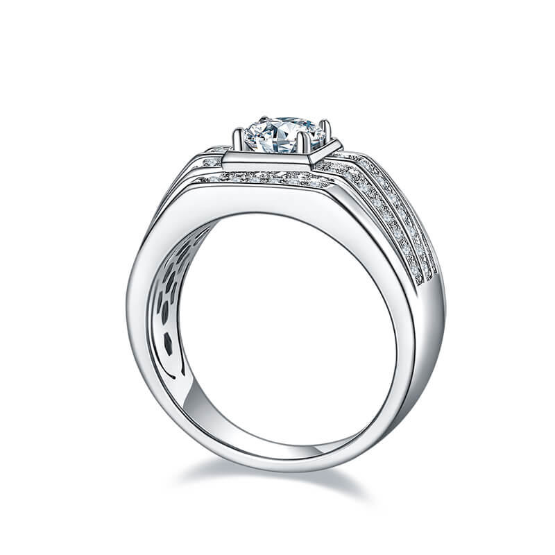 925 Silver Moissanite Men's Wedding Ring 1ct -JM0020