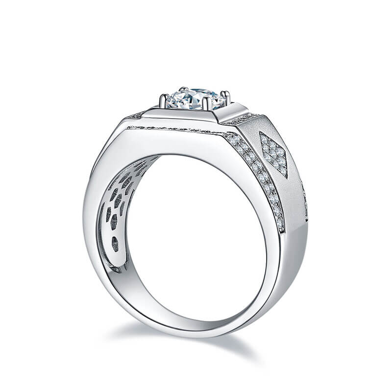 925 Silver Moissanite Men's Wedding Ring Office Ring -JM0018
