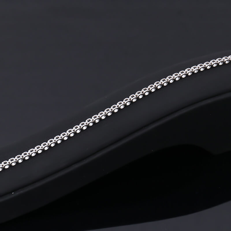 2mm 3mm 4mm round cut bull head moissanite tennis necklace