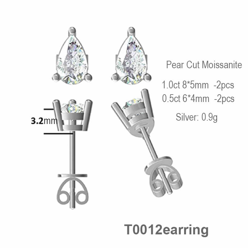 Classic Classic Water Drop Shape Pear Cut Moissanite Stud Earring