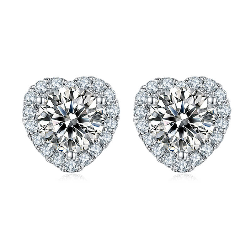 Elegant Heart Shape Moissanite Stud Earring