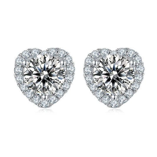 Elegant Heart Shape Moissanite Stud Earring