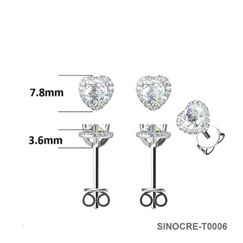 Elegant Heart Shape Moissanite Stud Earring