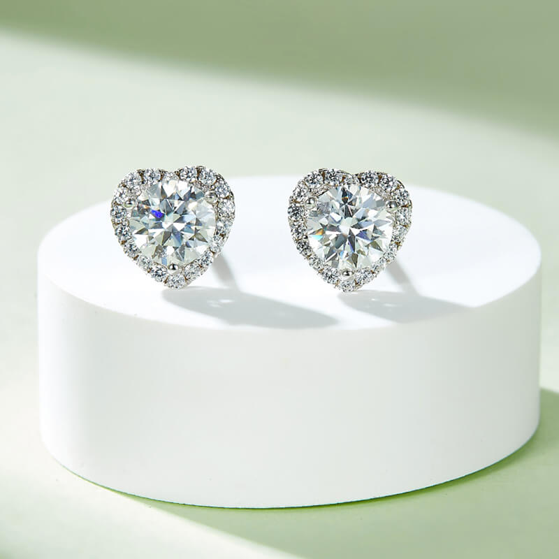 Elegant Heart Shape Moissanite Stud Earring