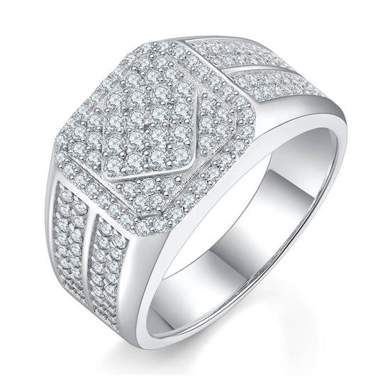 Luxury 925 Silver Moissanite Men Ring Square Design 1ct -JM0006