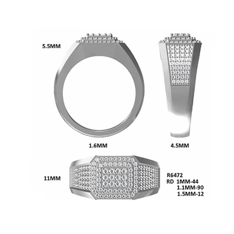 Luxury 925 Silver Moissanite Men Ring Stage Design 0.84ct -JM0007