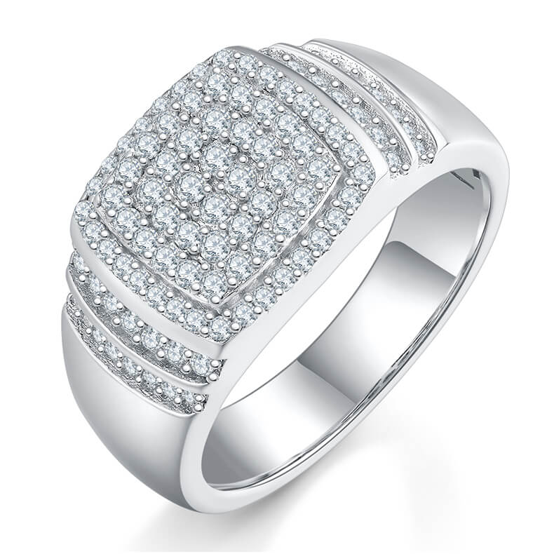 Luxury 925 silver Moissanite Men Ring 0.82ct -JW0003