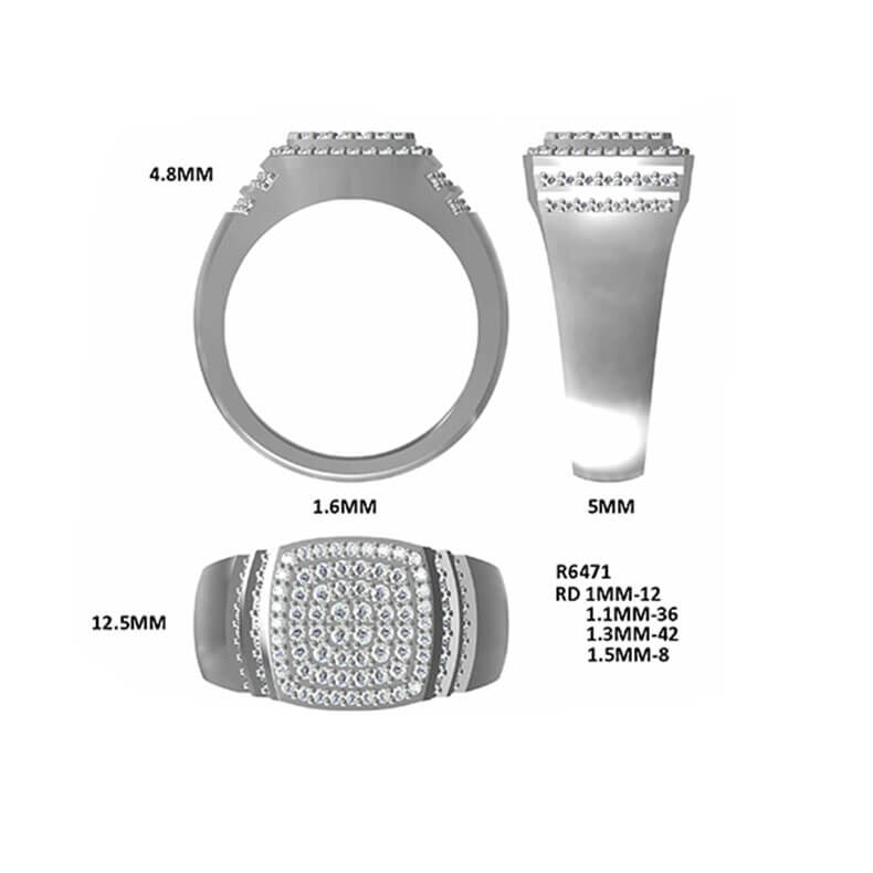 Luxury 925 silver Moissanite Men Ring 0.82ct -JW0003