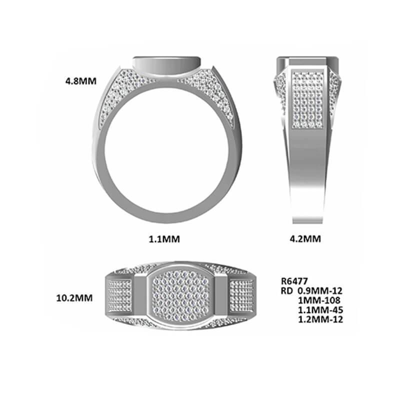 Luxury 925 silver Moissanite Men Ring 0.95ct -JW0004