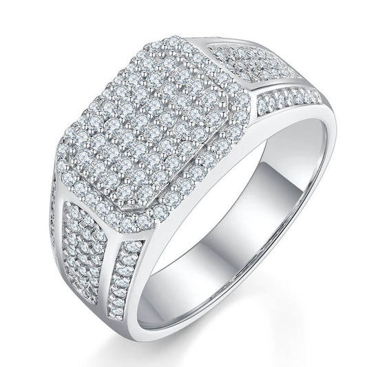 Luxury 925 silver Moissanite Men Ring 1.2ct -JW0001