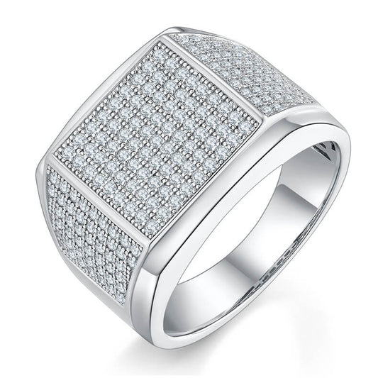 Luxury 925 silver Moissanite Men Ring Flat Square Design 1ct -JW0005