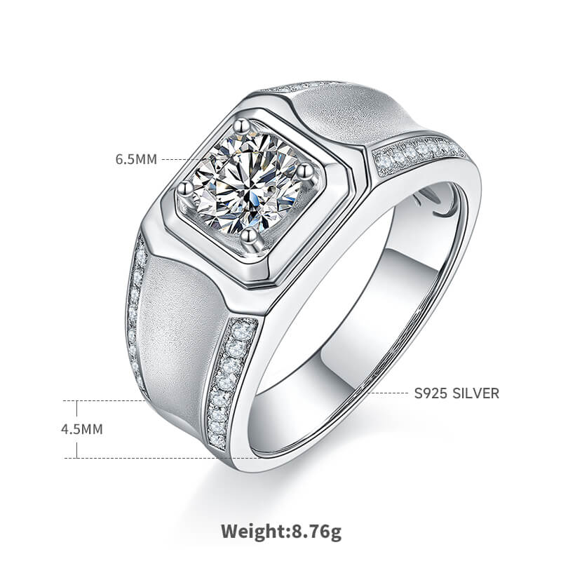 Luxury 925 Silver Moissanite Men Ring 1ct 2ct 3ct -JM0011