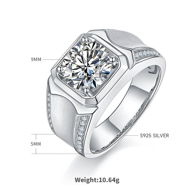 Luxury 925 Silver Moissanite Men Ring 1ct 2ct 3ct -JM0011