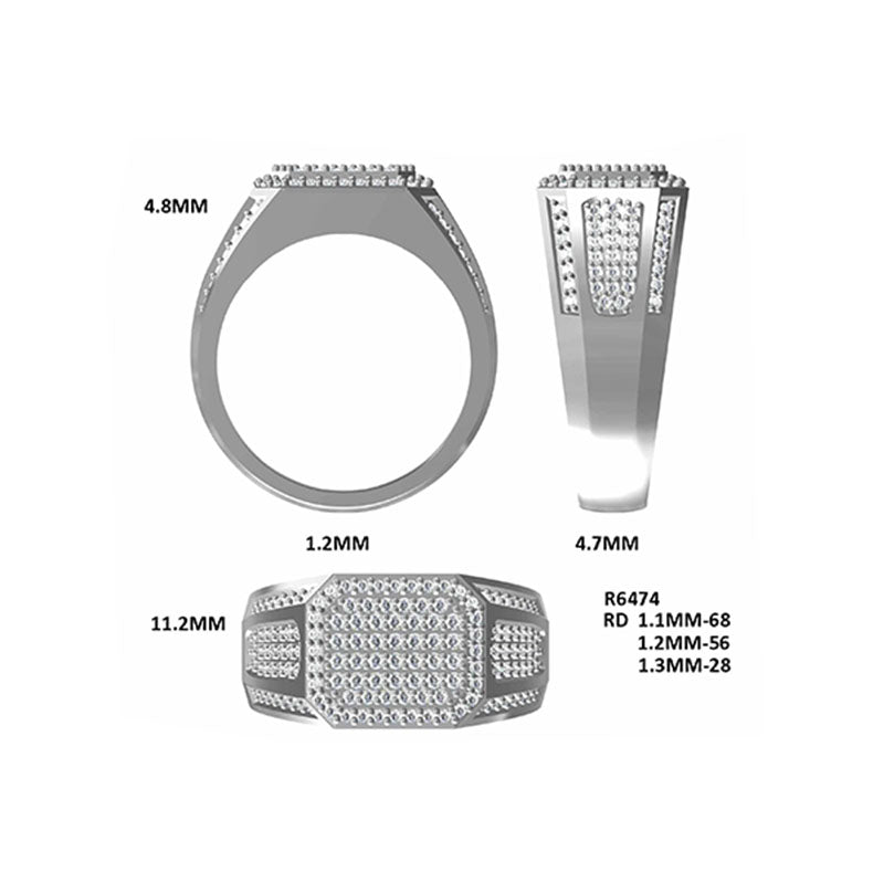 Luxury 925 silver Moissanite Men Ring 1.2ct -JW0001