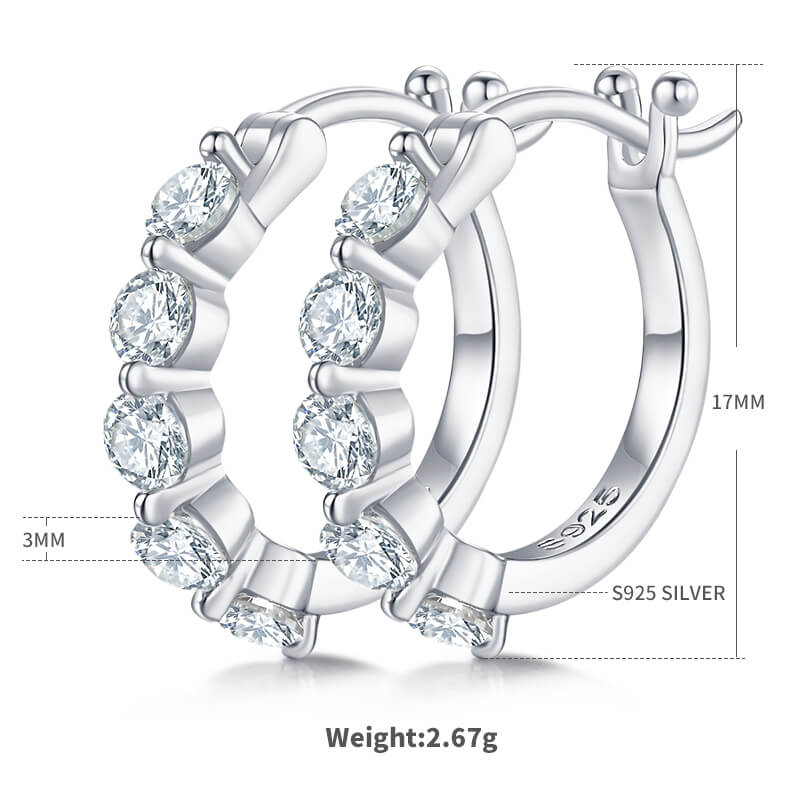 Moissanite diamond huggie earrings