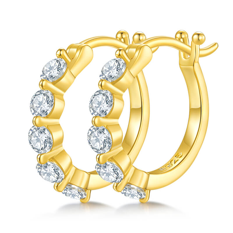 Moissanite diamond huggie earrings