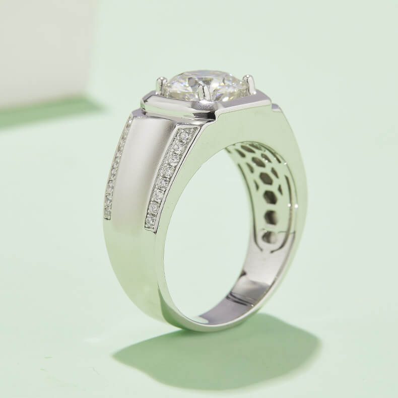 Luxury 925 Silver Moissanite Men Ring 1ct 2ct 3ct -JM0011
