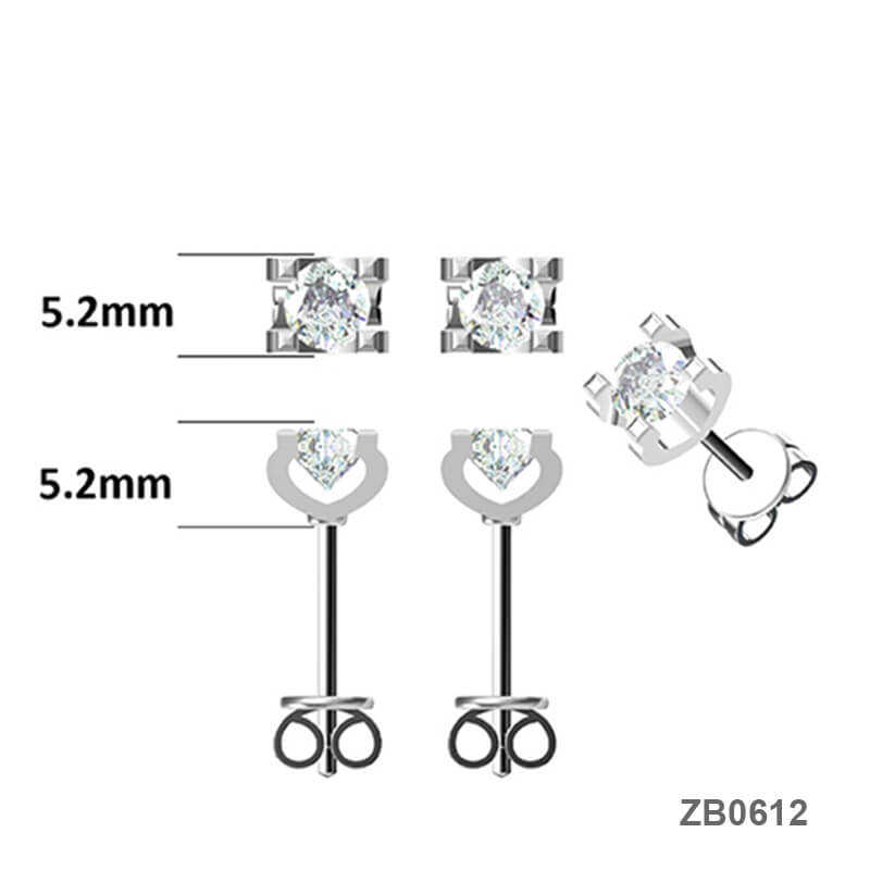 New OX-head Design Round Cut Moissanite Stud Earring