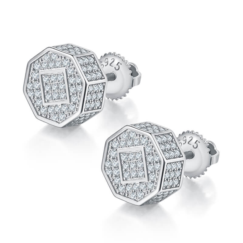 Octagonal Prism Shape Moissanite Stud Earring