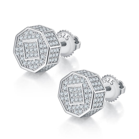 Octagonal Prism Shape Moissanite Stud Earring