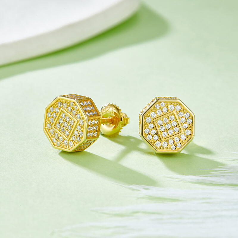 Octagonal Prism Shape Moissanite Stud Earring