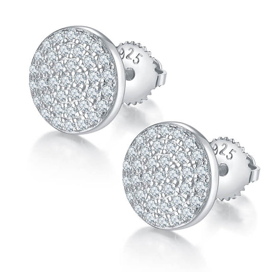 Round Shape Flat Moissanite Stud Earring