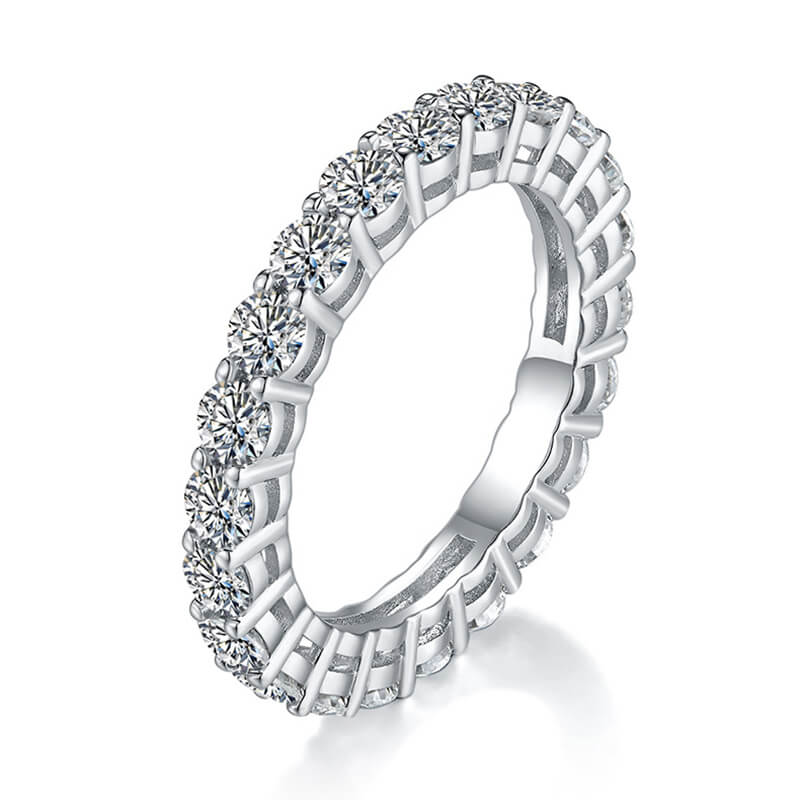 2.4ct 925 silver Round moissanite eternity ring band