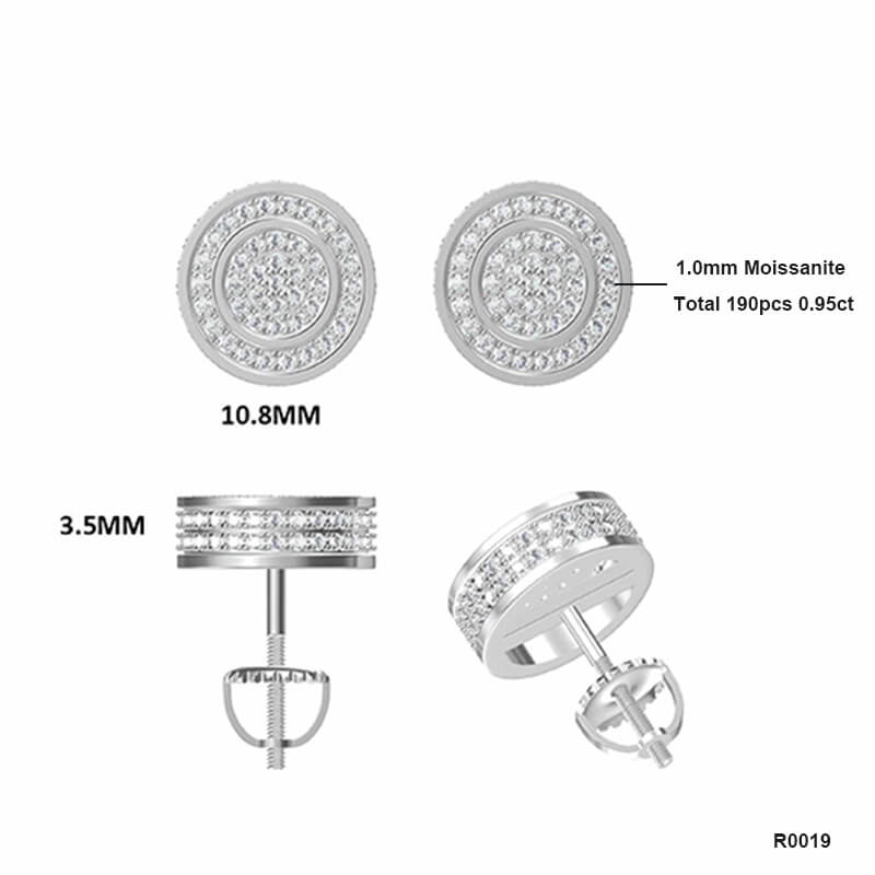Dual-ring Round Shape Moissanite Stud Earring