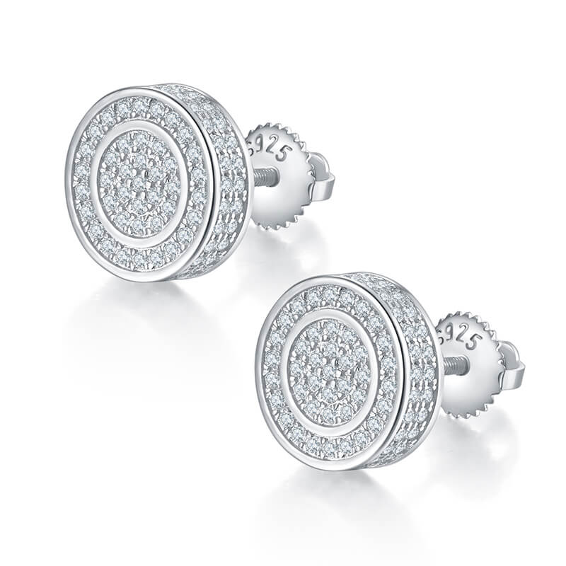 Dual-ring Round Shape Moissanite Stud Earring