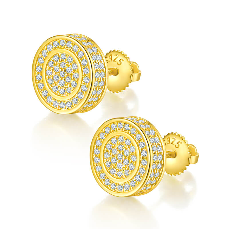 Dual-ring Round Shape Moissanite Stud Earring
