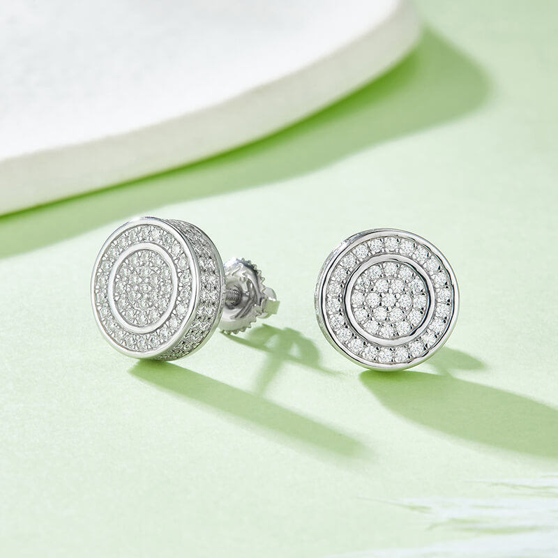 Dual-ring Round Shape Moissanite Stud Earring