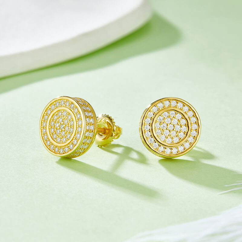 Dual-ring Round Shape Moissanite Stud Earring