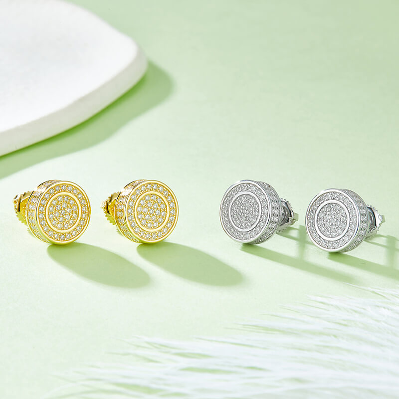 Dual-ring Round Shape Moissanite Stud Earring