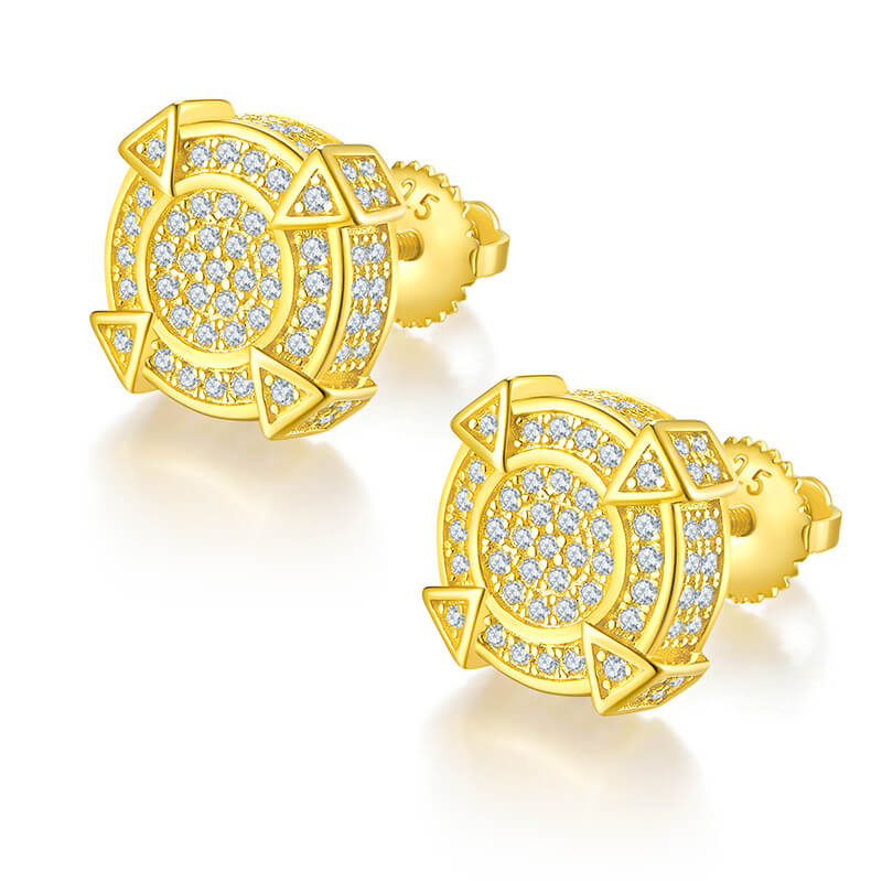 Round Shape 4 Columns Design Moissanite Stud Earring
